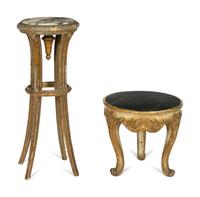 Two Italian Giltwood Marble-Top Side Tables