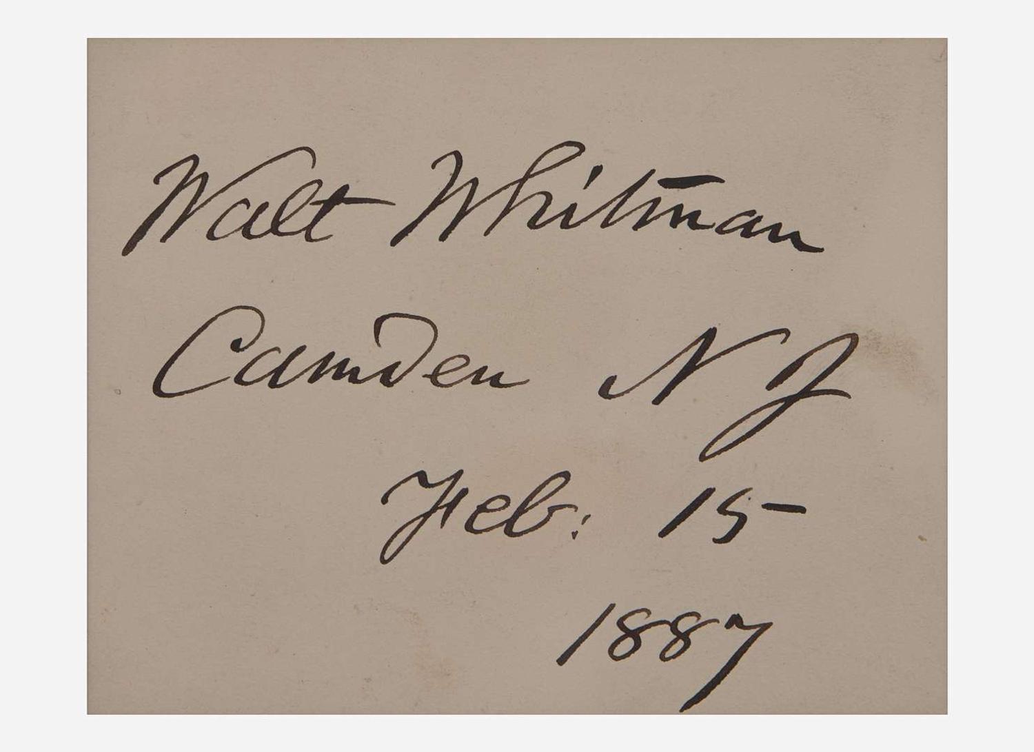 [Literature] Whitman, Walt: Signed Card