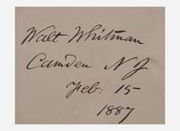 [Literature] Whitman, Walt: Signed Card