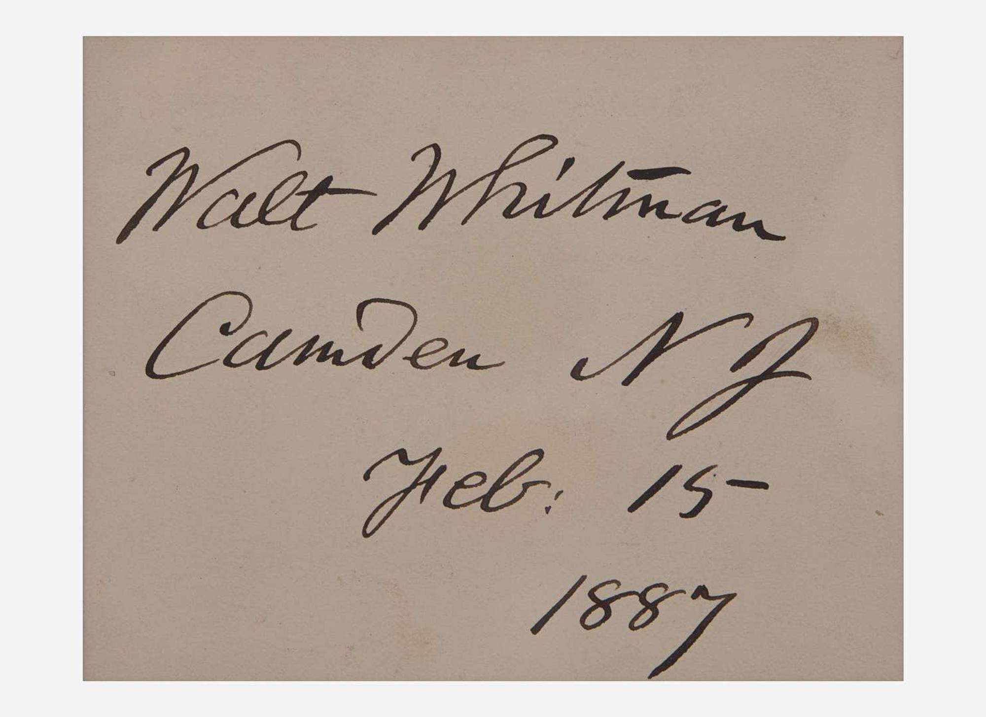 [Literature] Whitman, Walt: Signed Card