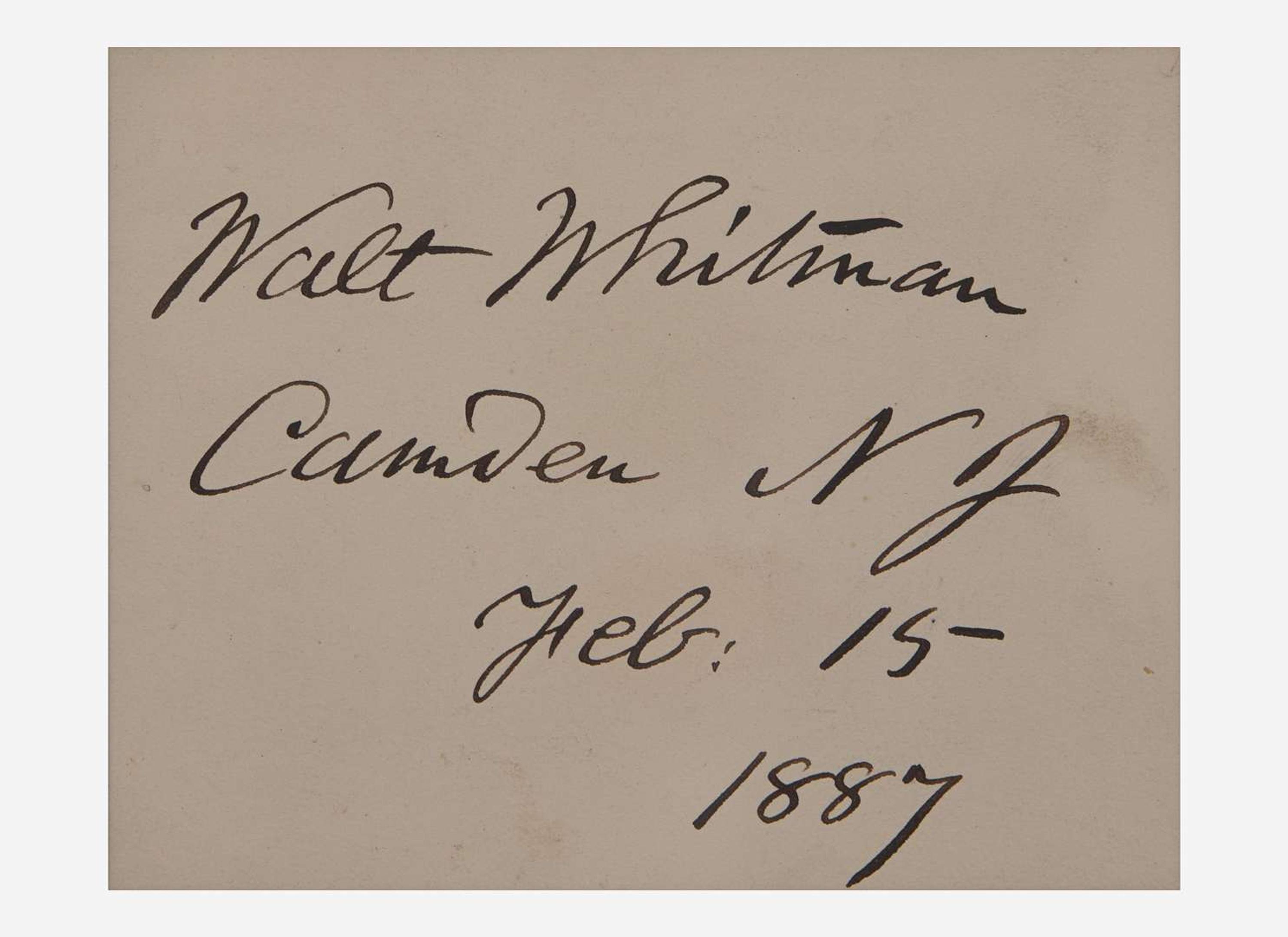 [Literature] Whitman, Walt: Signed Card