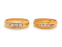 A Collection of Yellow Gold and Diamond Rings,