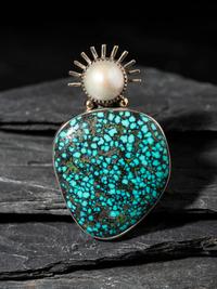 Sterling Silver and 18K Gold Abstract Figural Pendant / Pin