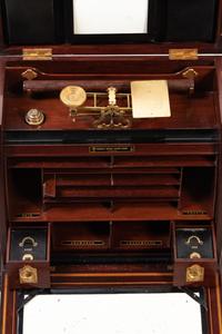 An English Brass-Mounted Mahogany Thornhill's Imperial Writing Cabinet
