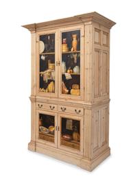 An English Pine Trompe L'Oeil Hand-Painted Cabinet
