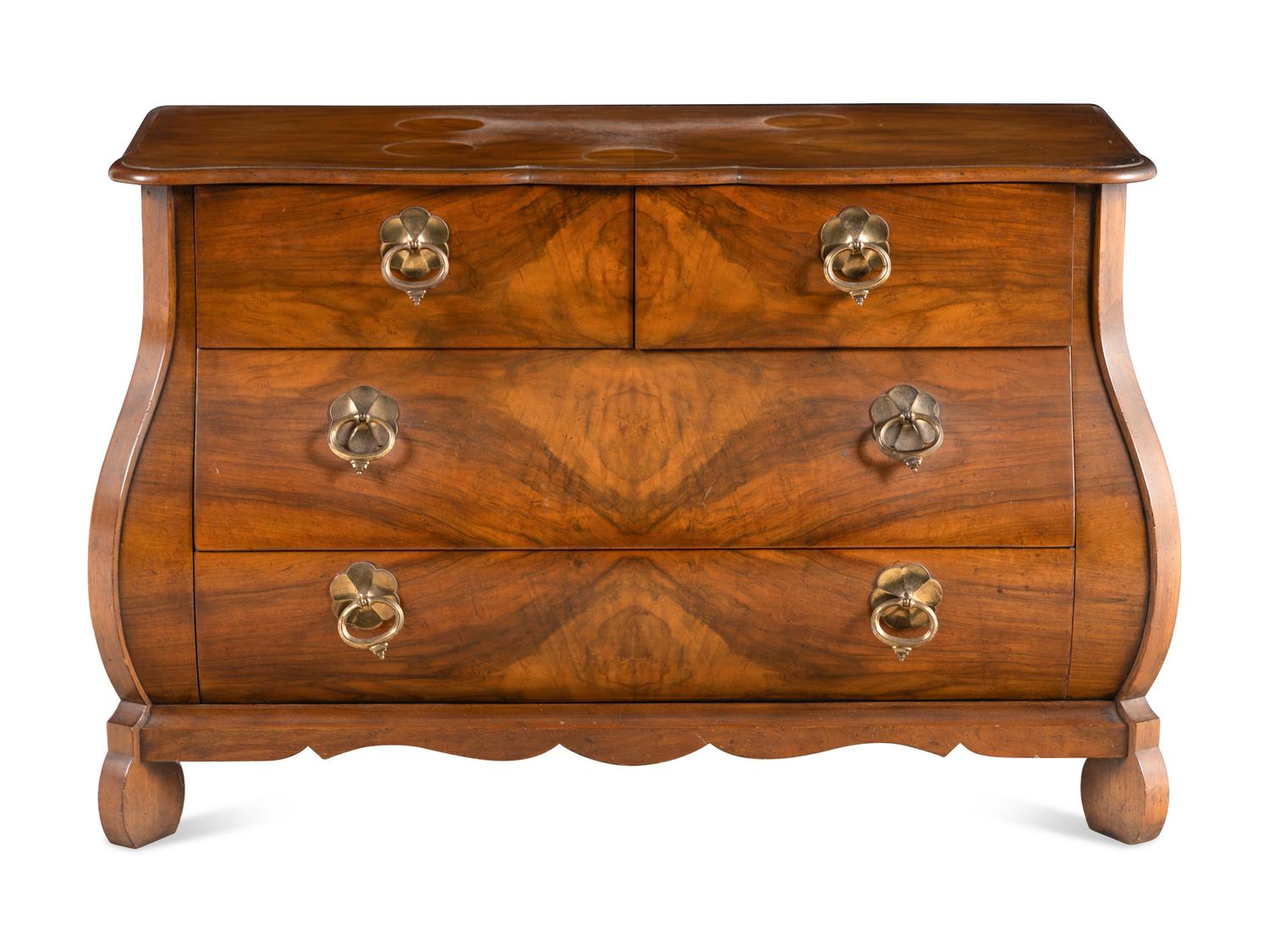 A Dutch Style Mahogany Bombé-Form Chest of Drawers
