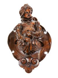 A German Carved Wood Figural Wall Hanging — 19TH CENTURY