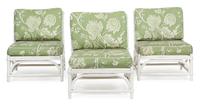 A Group of White Painted Rattan Furniture Length of sofa 75 inches. — 20TH CENTURY