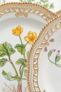 A Set of Twelve Royal Copenhagen Flora Danica Dinner Plates