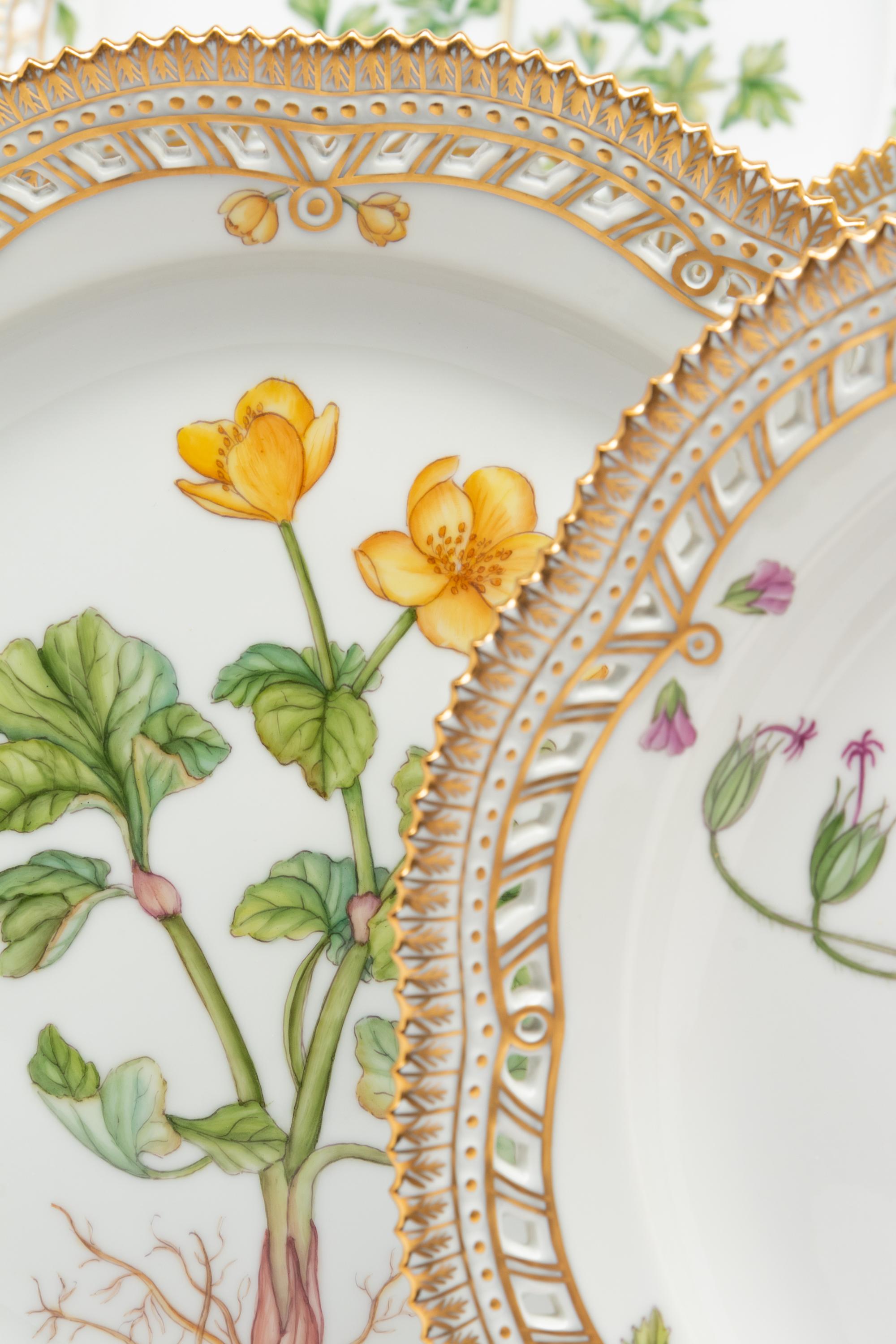 A Set of Twelve Royal Copenhagen Flora Danica Dinner Plates