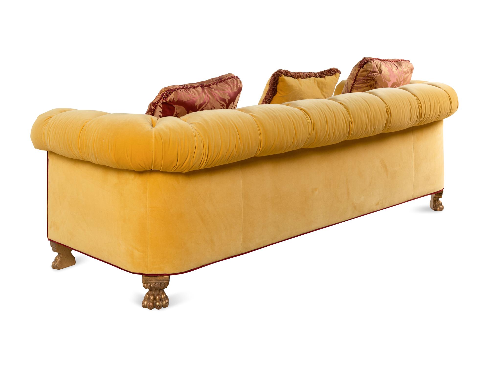 A Pair of Custom Velvet Upholstered Chesterfield Sofas
