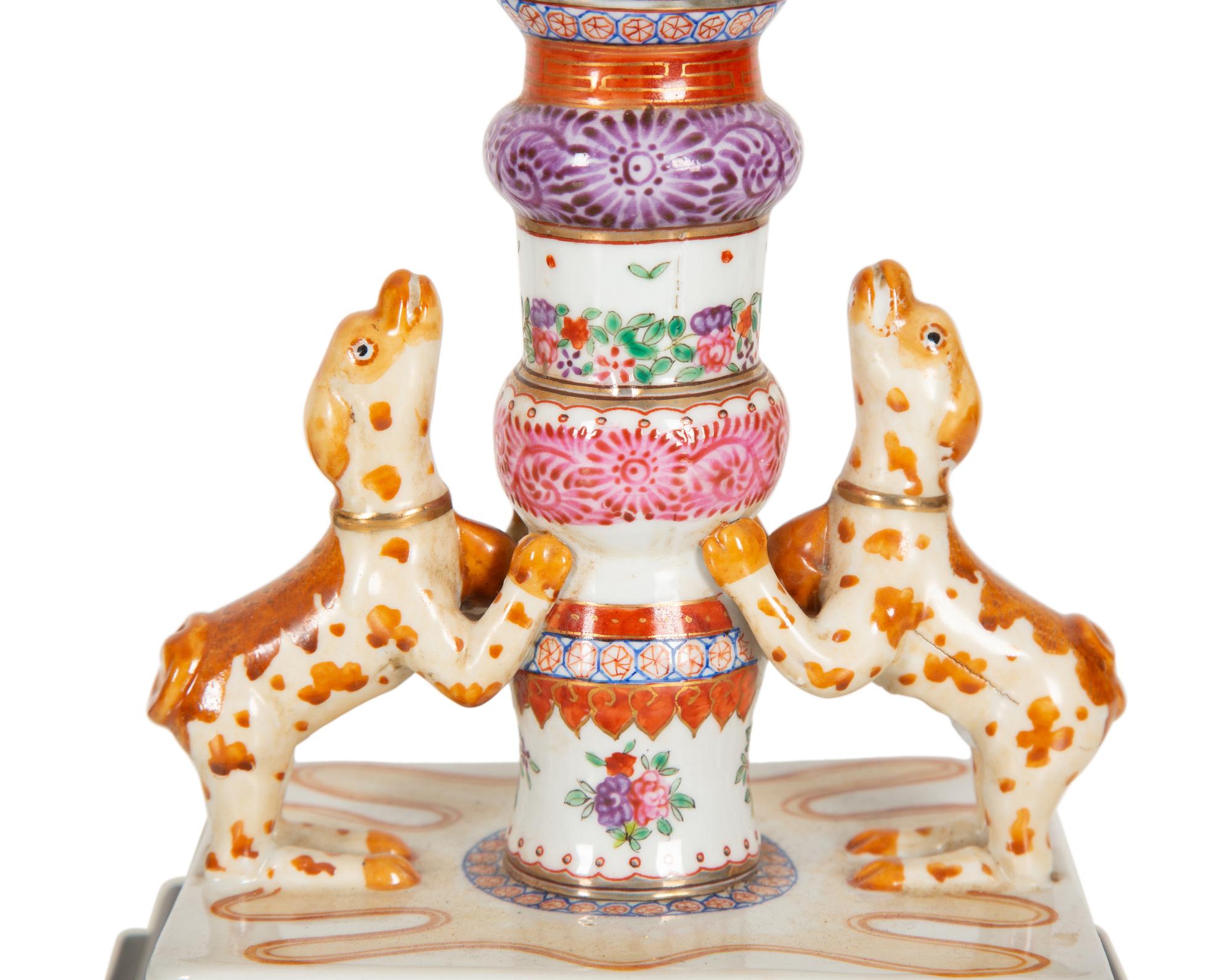 A Chinese Export Porcelain Candlestick