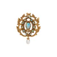 YELLOW GOLD, OPAL AND CULTURED PEARL PENDANT/BROOCH