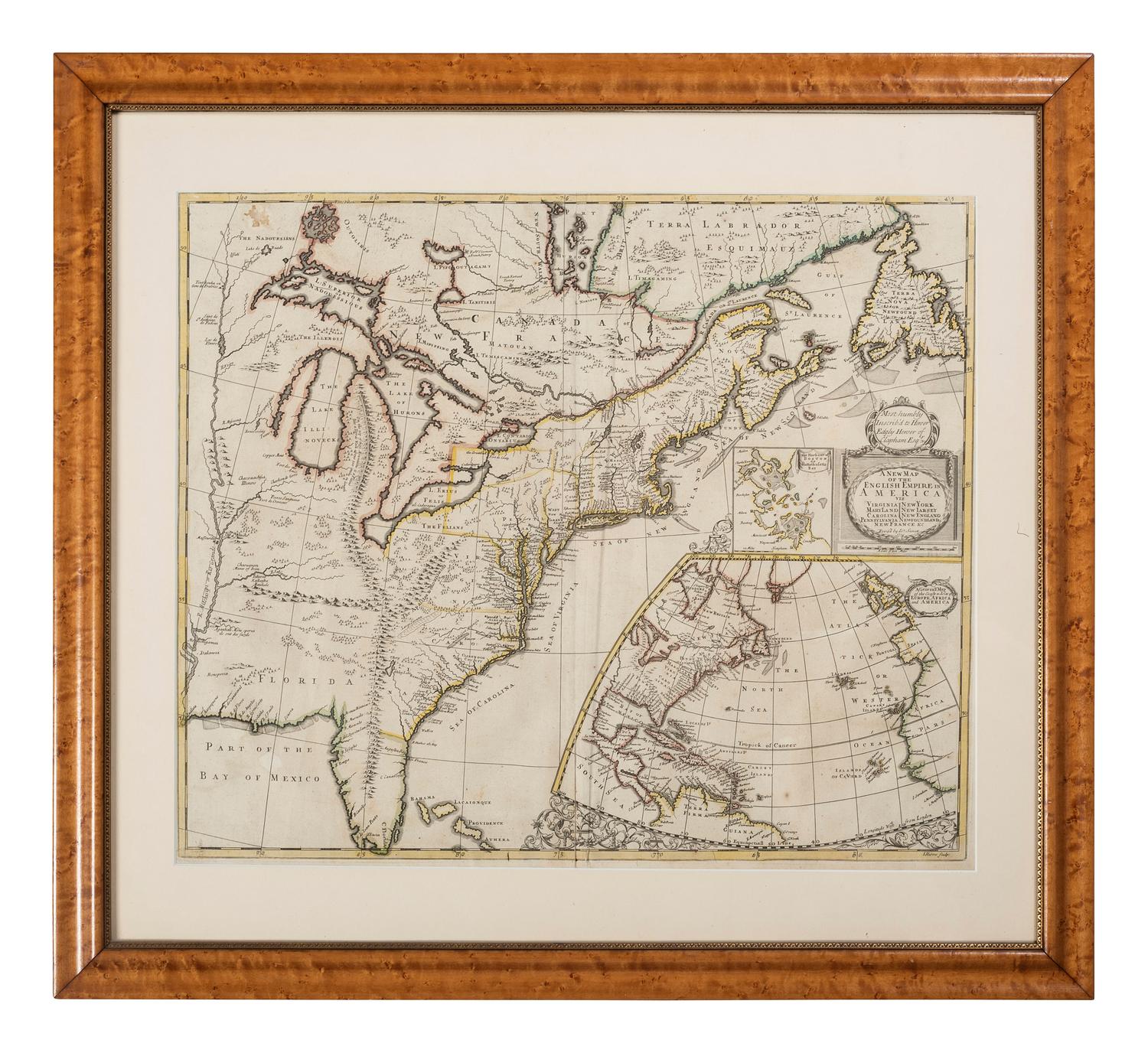 SENEX, John (d.1740) A New Map of the English Empire in America viz Virginia, New York, MaryLand, New Iarsey, Carolina, New England, Pennsylvania, Newfoundland, New France &c. . [London], 1719.