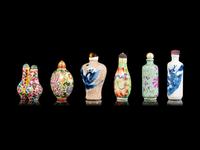 Six Chinese Porcelain Snuff Bottles
