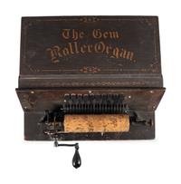 A Tabletop Gem Stenciled Wood Roller Organ