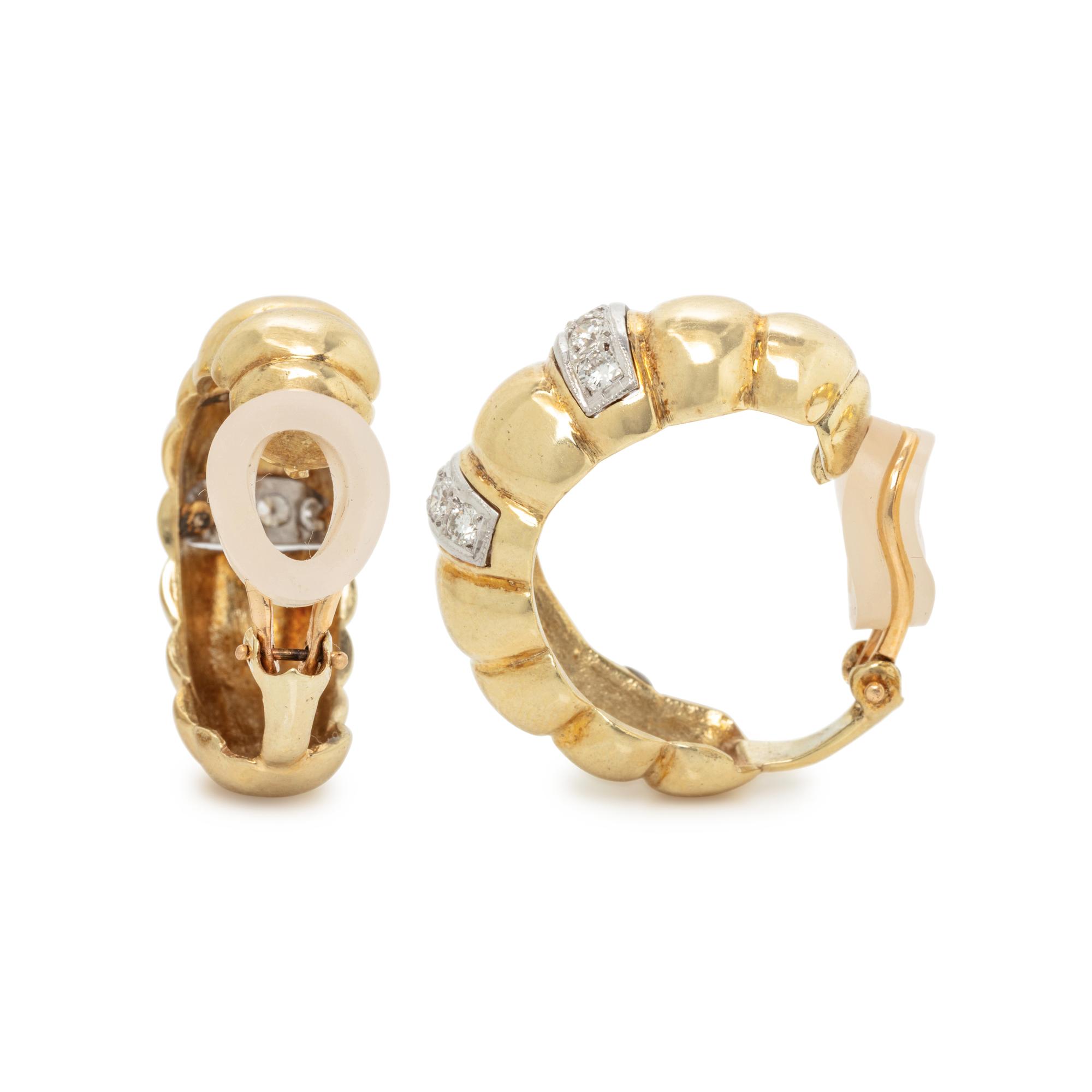 GOLD AND DIAMOND HOOP EARRINGS