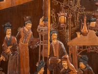 Two Chinese Carved Wood Wall Panels