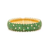 Zydo, Tsavorite Garnet, Diamond, and Yellow Gold Flexible Bangle Bracelet