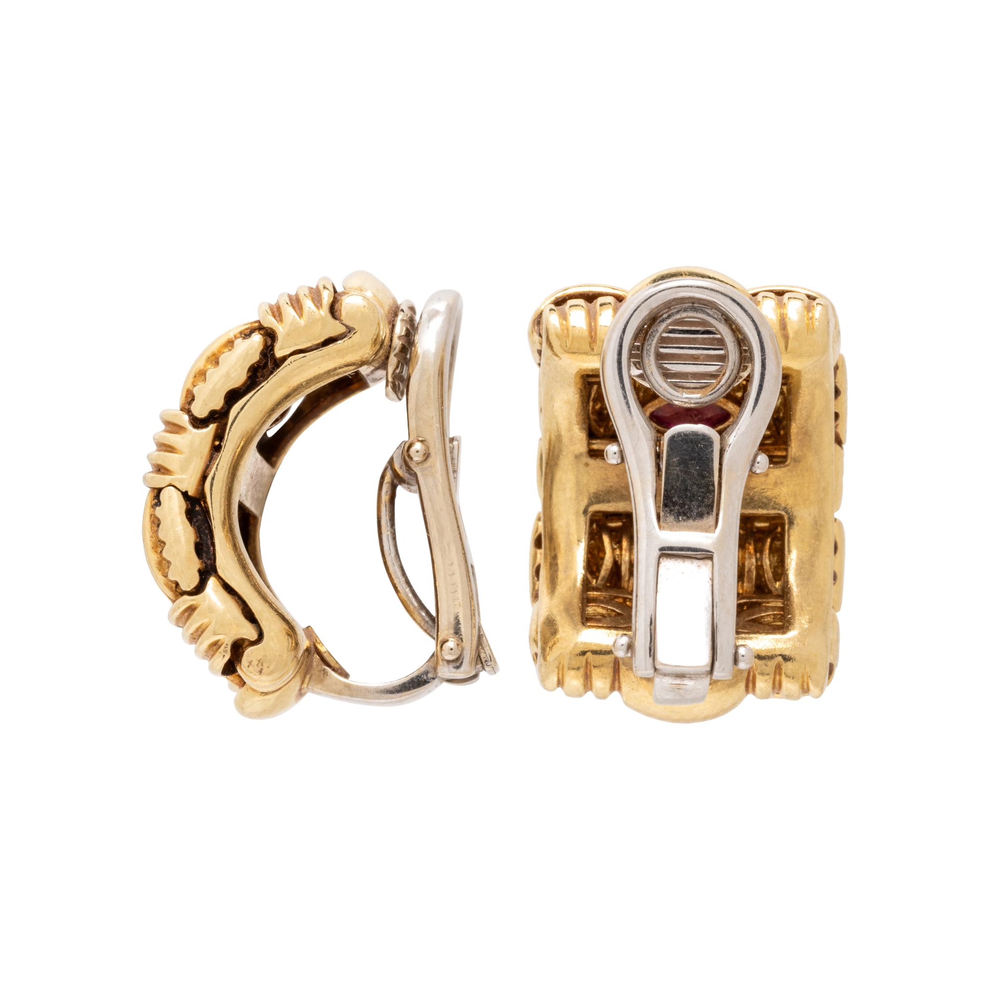 ROBERTO COIN, YELLOW GOLD 'APPASSIONATA' CLIP EARRINGS