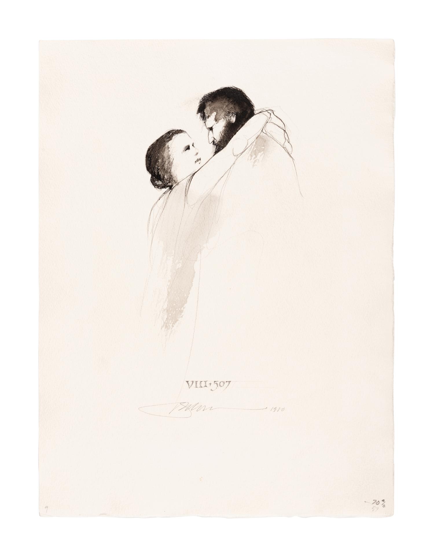 [MOSER, Barry, illustrator]. VIRGIL MARO, Publius. 9 original pen & ink with wash and pencil drawings for Allen Mandelbaum’s translation of Virgil’s Aeneid , published 1981. [ca 1980]. Each 390 x 285 mm. Each signed and dated by Moser, and with his calligraphic captions (as they appear in published edition) and annotations for the printer. Accompanied by 32 small ink rough sketches for the work, each 226 x 117 mm. With numerous captions and annotations including book and verse references.
