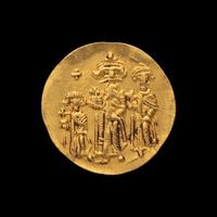 [ANCIENTS] BYZANTINE EMPIRE. Heraclius (638-641 AD). Av Solidus (4.4g, 22mm); the obverse showing Heraclius standing with his two sons Heraclius Constantine and Heraclonas
