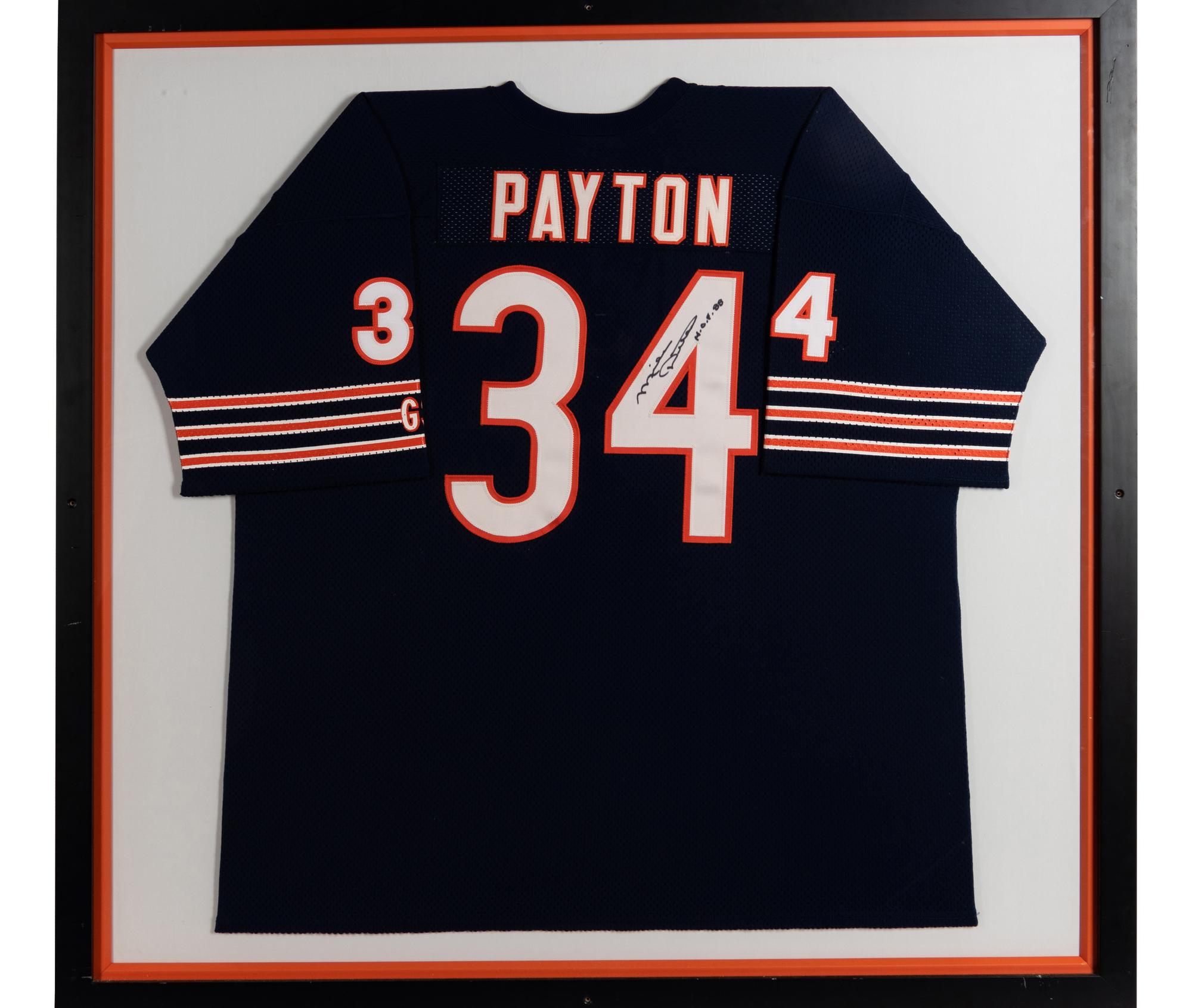 A Walter Payton Jersey Presentation Formerly Displayed at Mike Ditka’s Restaurant