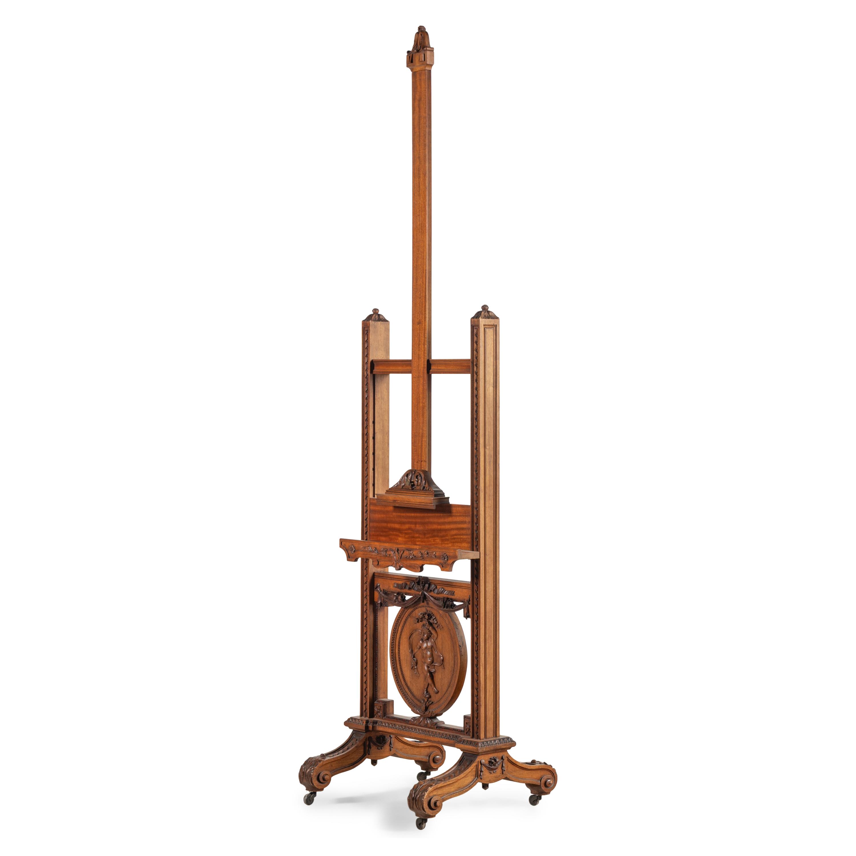 A French Neoclassical Carved Walnut Easel