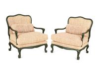 A Pair of Carved and Painted Fauteuils — 20th/21st Century