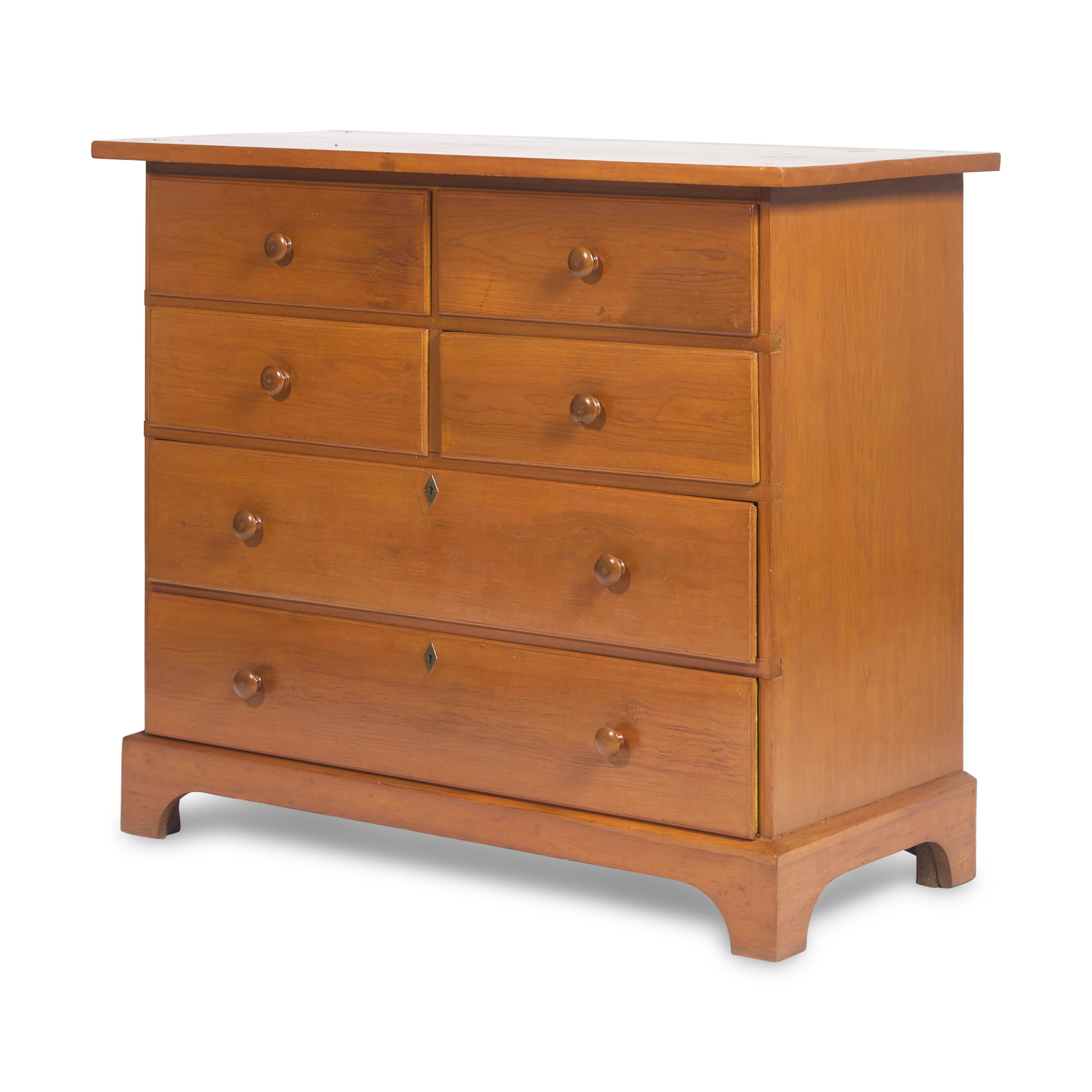 A Shaker Pine and Maple Chest of Drawers