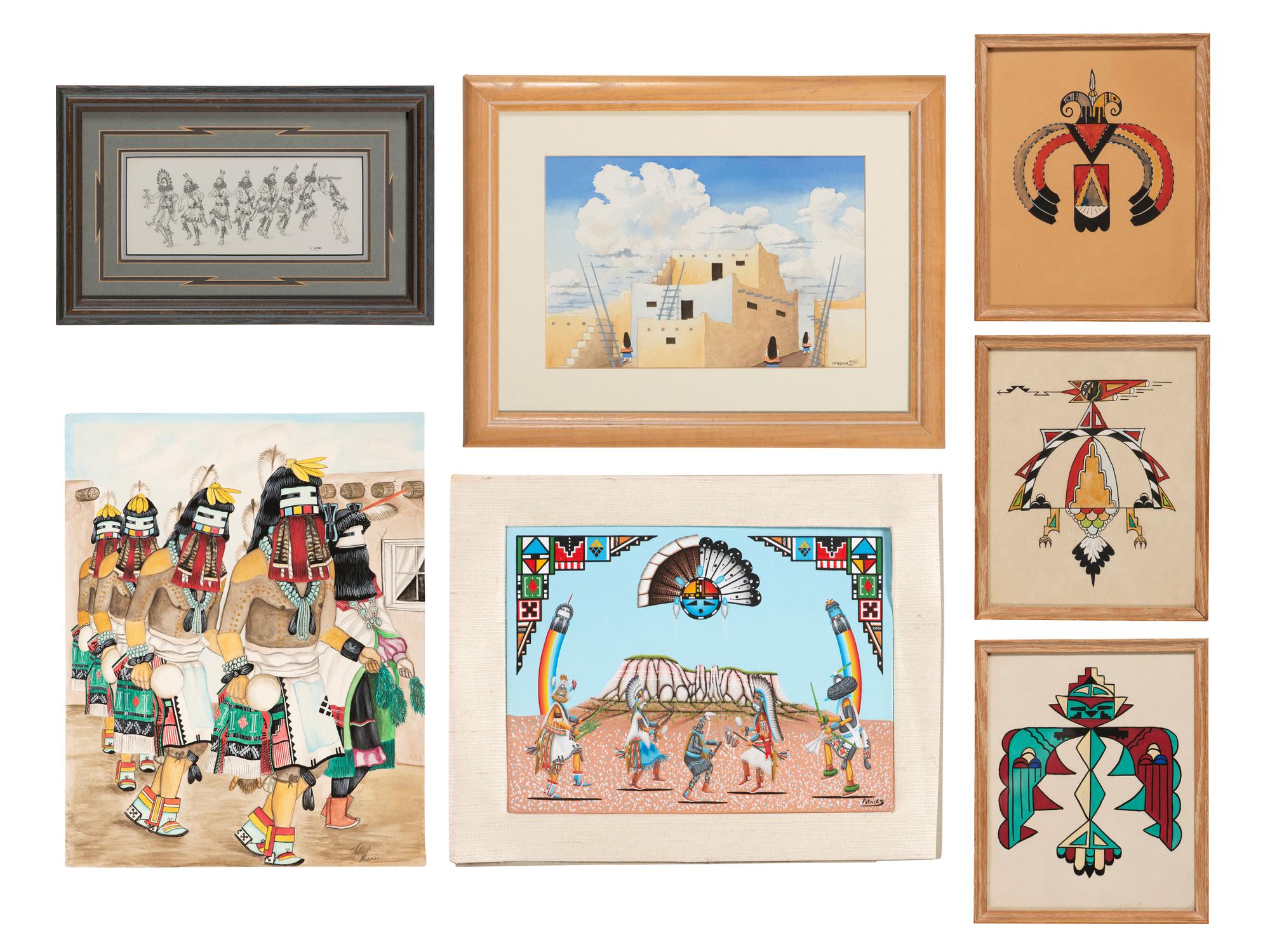 Collection of Framed and Unframed Pueblo Works