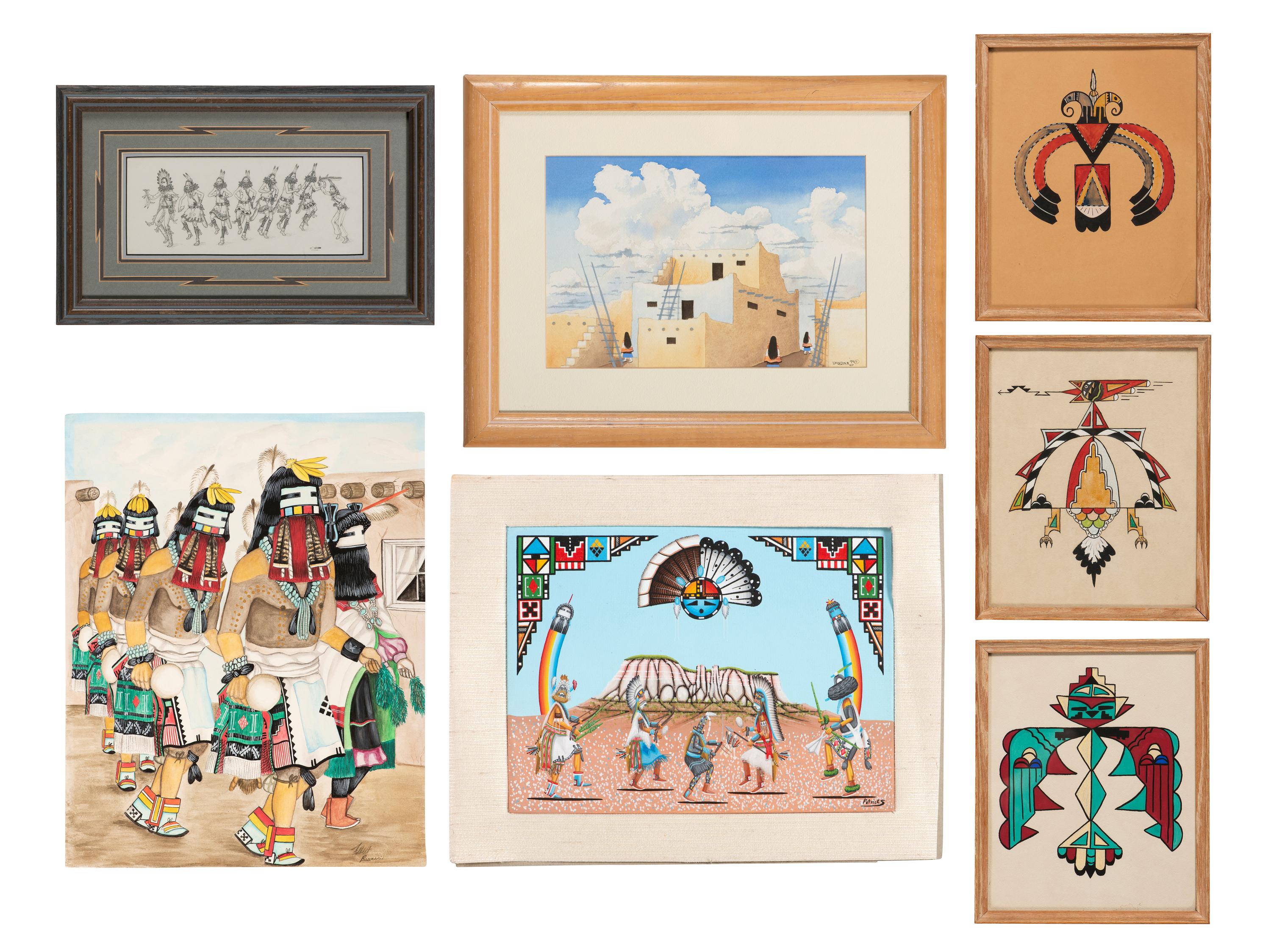 Collection of Framed and Unframed Pueblo Works