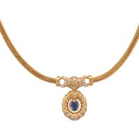 YELLOW GOLD, SAPPHIRE AND DIAMOND NECKLACE