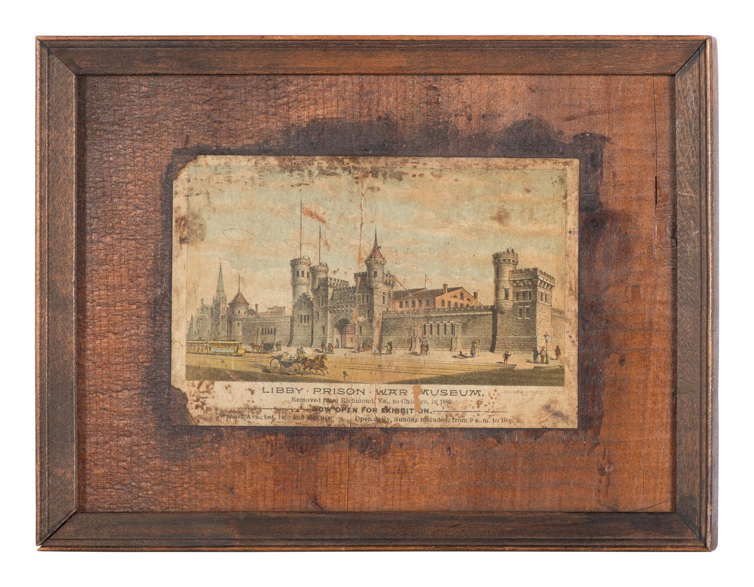 [CIVIL WAR]. 8 framed prints related to Libby Prison, Andersonville, and the trial of Henry Wirz.
