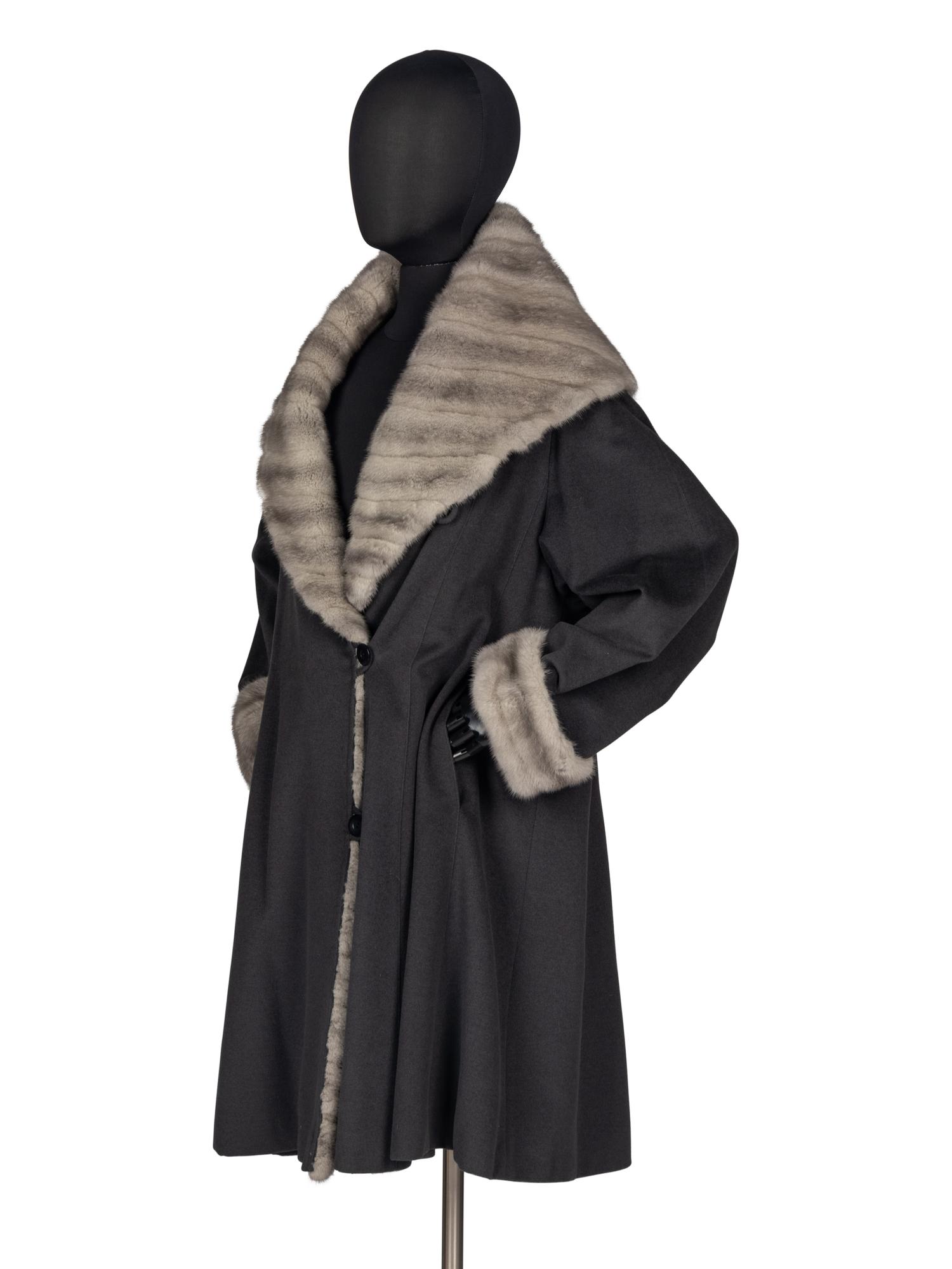 J. Mendel Wool Coat With Blue Iris Mink Fur Trim