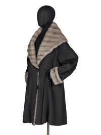 J. Mendel Wool Coat With Blue Iris Mink Fur Trim