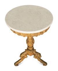 An Italian Baroque Style Giltwood Marble-Top Side Table