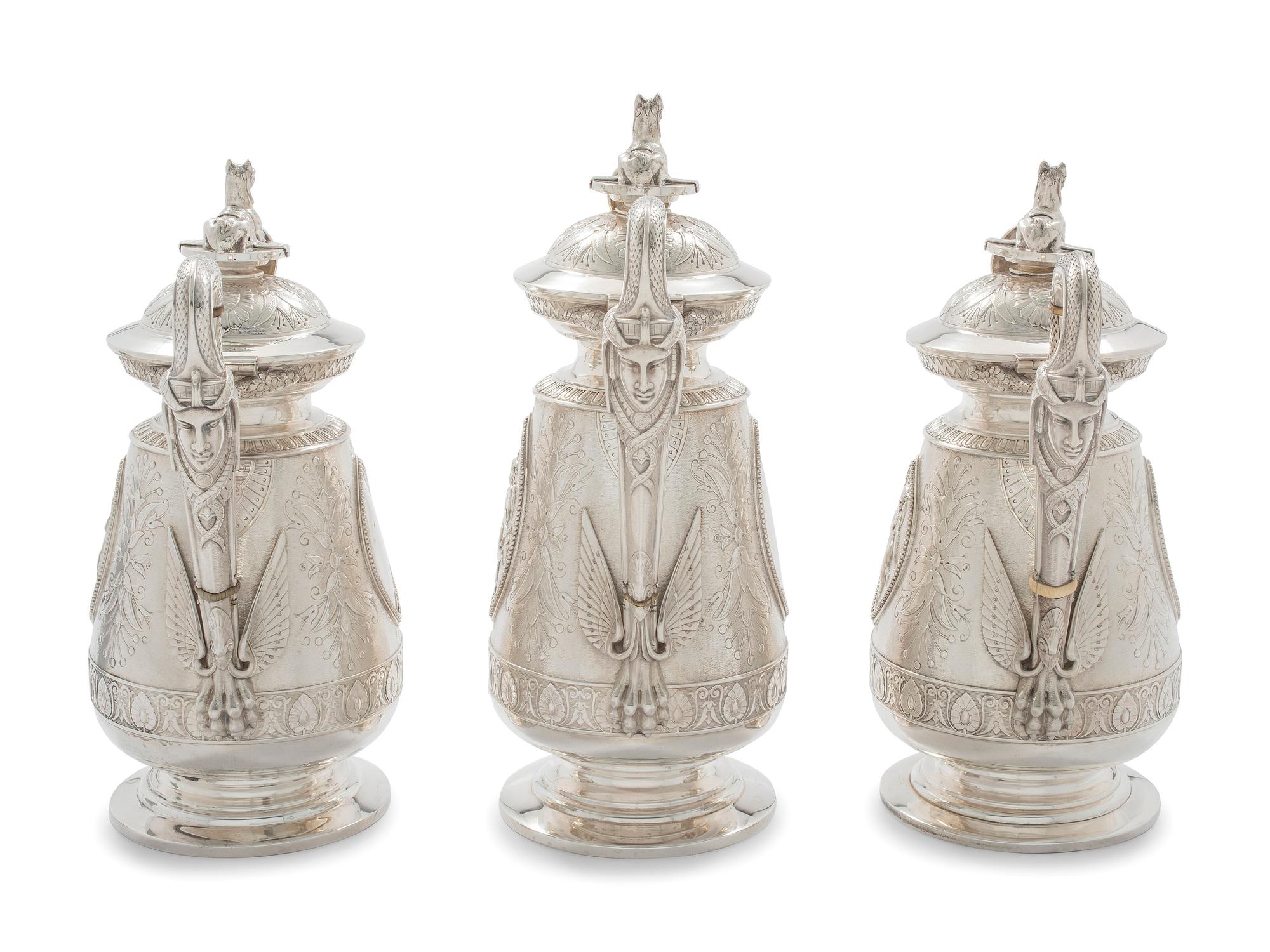 An American Aesthetic Movement Six-Piece Coin Silver Tea and Coffee Service