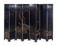 A Coromandel Lacquer Eight-Panel Floor Screen
