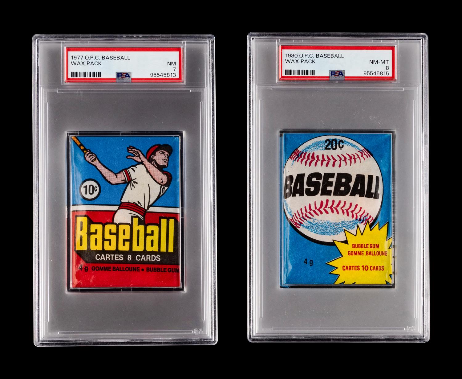 A Collection of PSA Graded 1977 and 1980 O-Pee-Chee Wax Baseball Packs