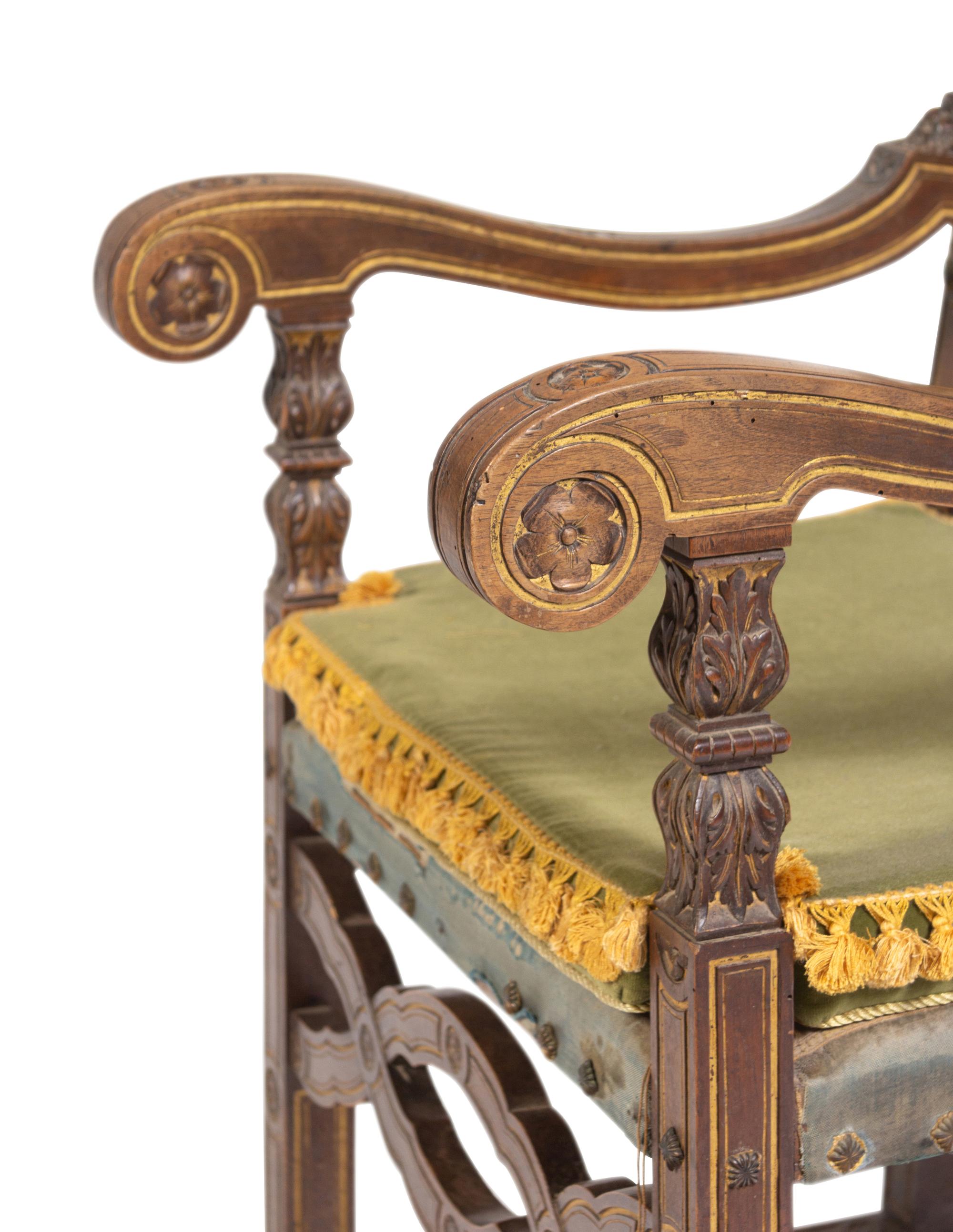 An Italian Baroque Walnut Armchair