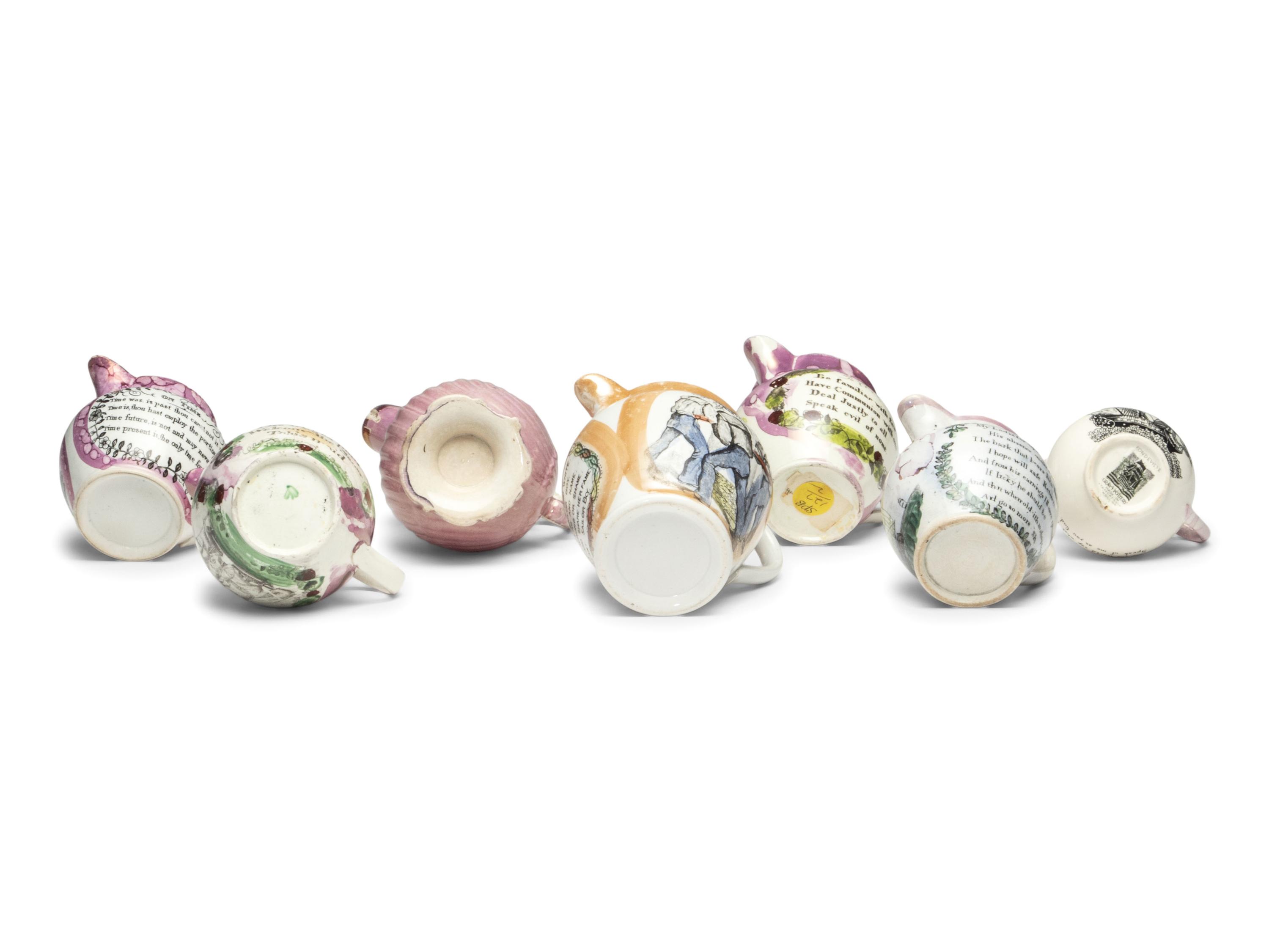 Seven Lusterware Creamers and Pitchers