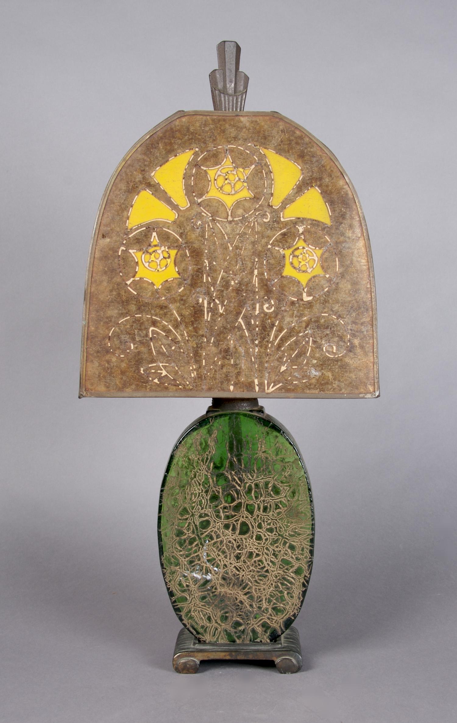 A Molded Glass Lamp, Height overall 19 3/4 inches.