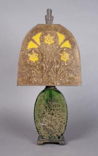 A Molded Glass Lamp, Height overall 19 3/4 inches.