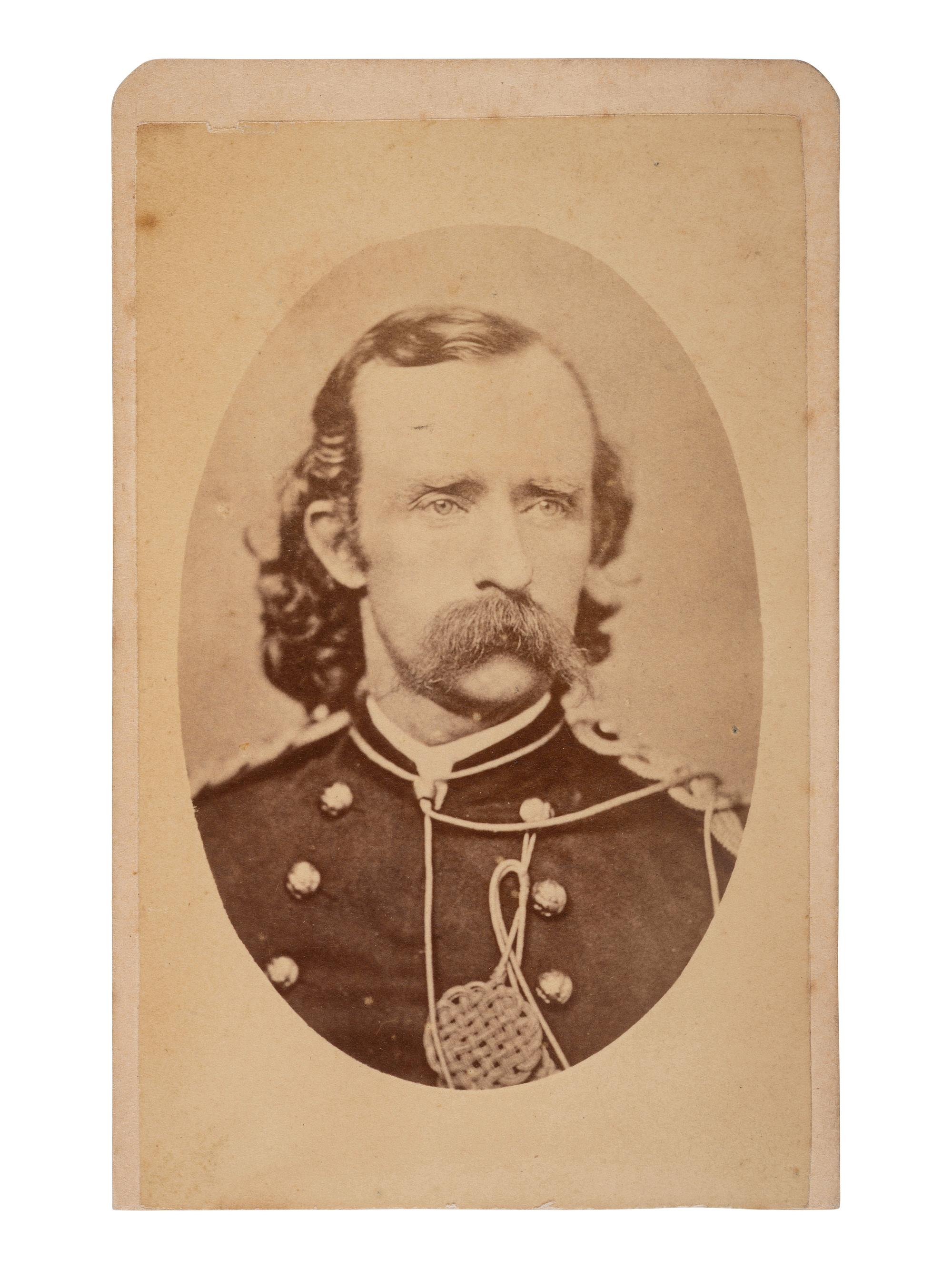 [CUSTER, George A. (1839-1876)]. CDV of Custer as Lieutenant Colonel. [Monroe, MI: Simon Wing, ca 1873].