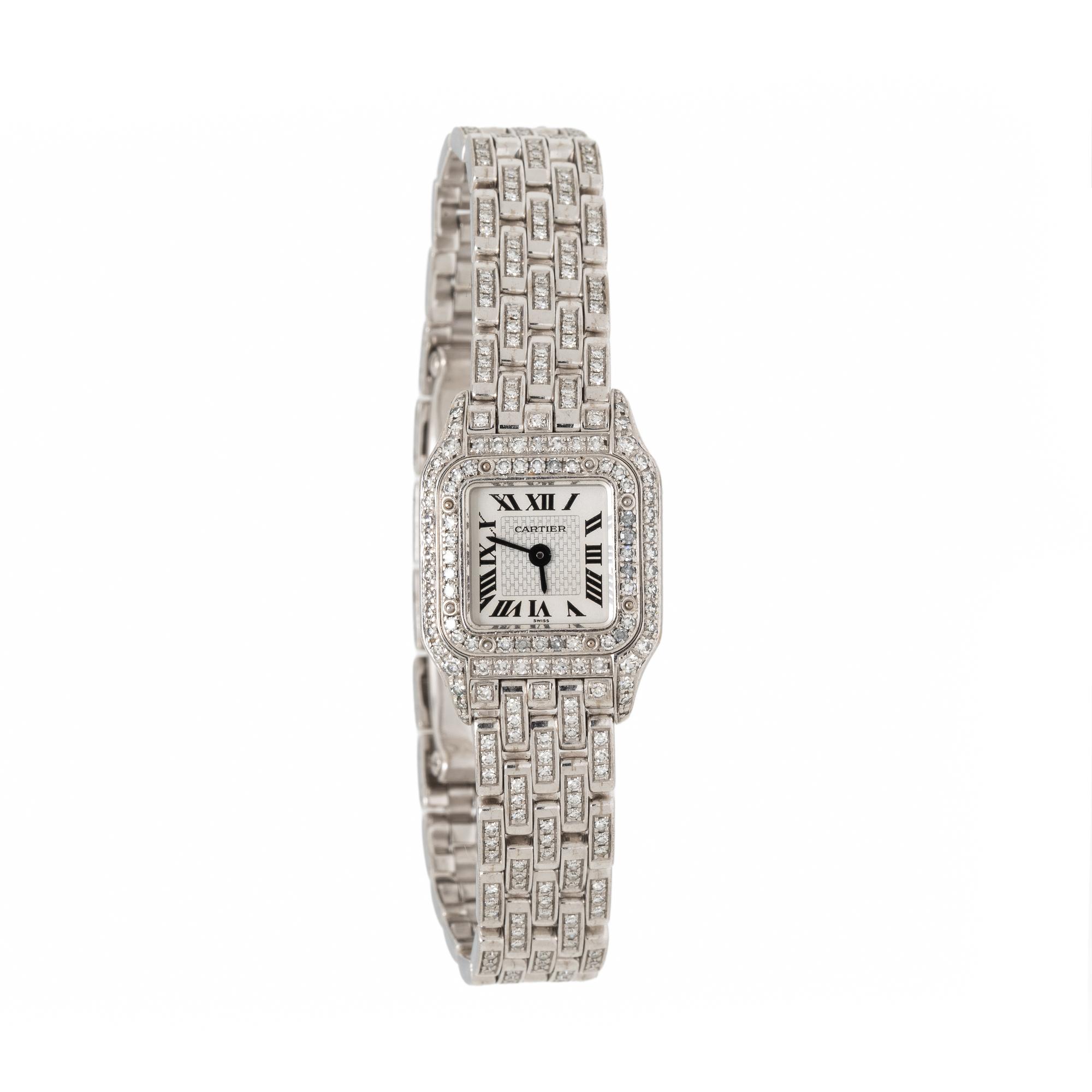 Cartier, Ref. 1136, 18K White Gold 'Panthère' Watch with Diamond Bezel and Bracelet