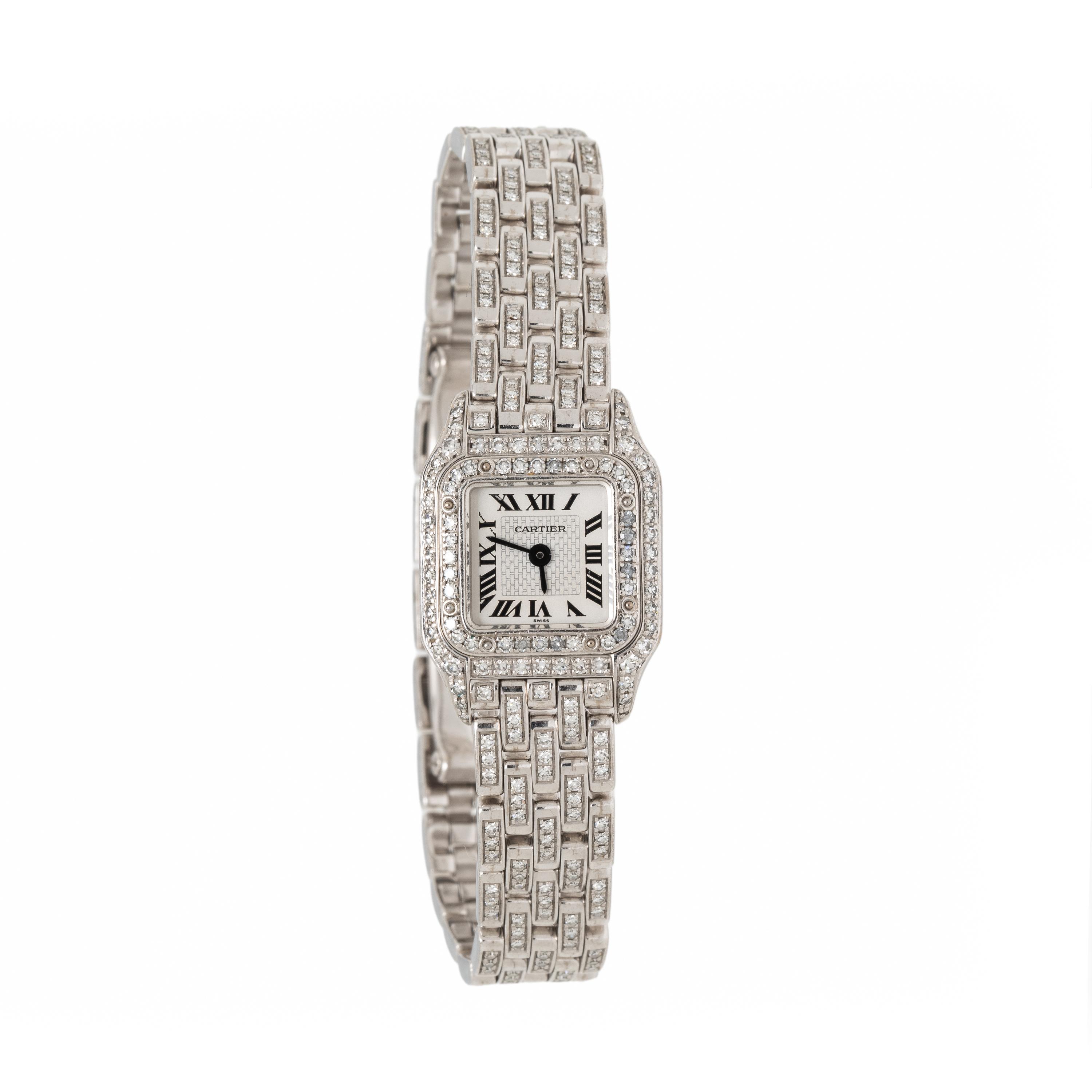 Cartier, Ref. 1136, 18K White Gold 'Panthère' Watch with Diamond Bezel and Bracelet