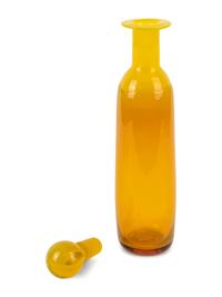 Yellow Glass Decanter with Stopper and Six Goblets, c. 1970
