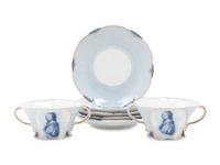 A Set of German Porcelain Teacups and Saucers