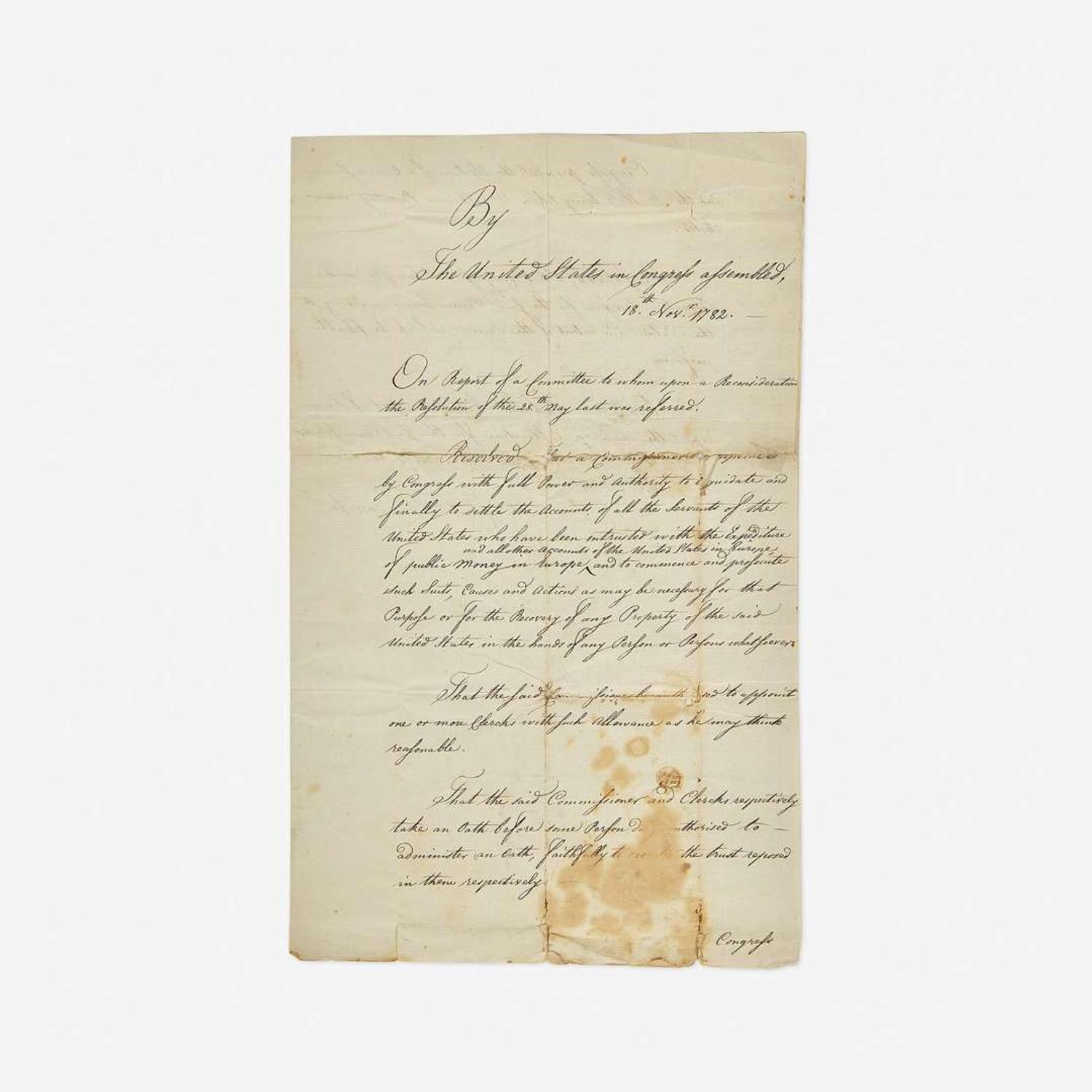 [Americana] Franklin, Benjamin Autograph Letter, signed